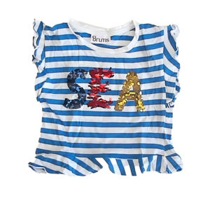 Brums Girls Blue | White T-Shirt size: 4-5T